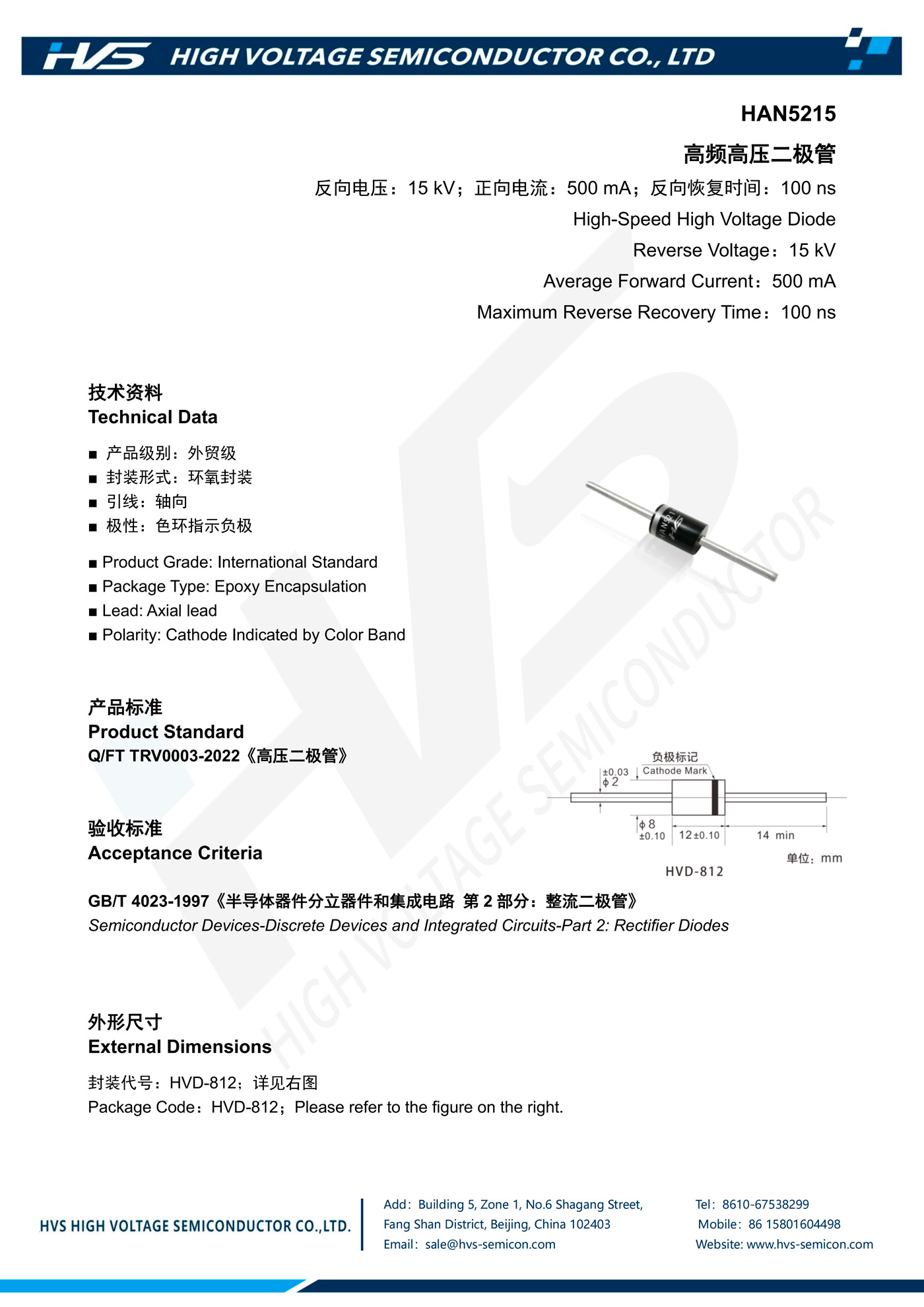 Specification of HAN5215 Specification of HAN5215