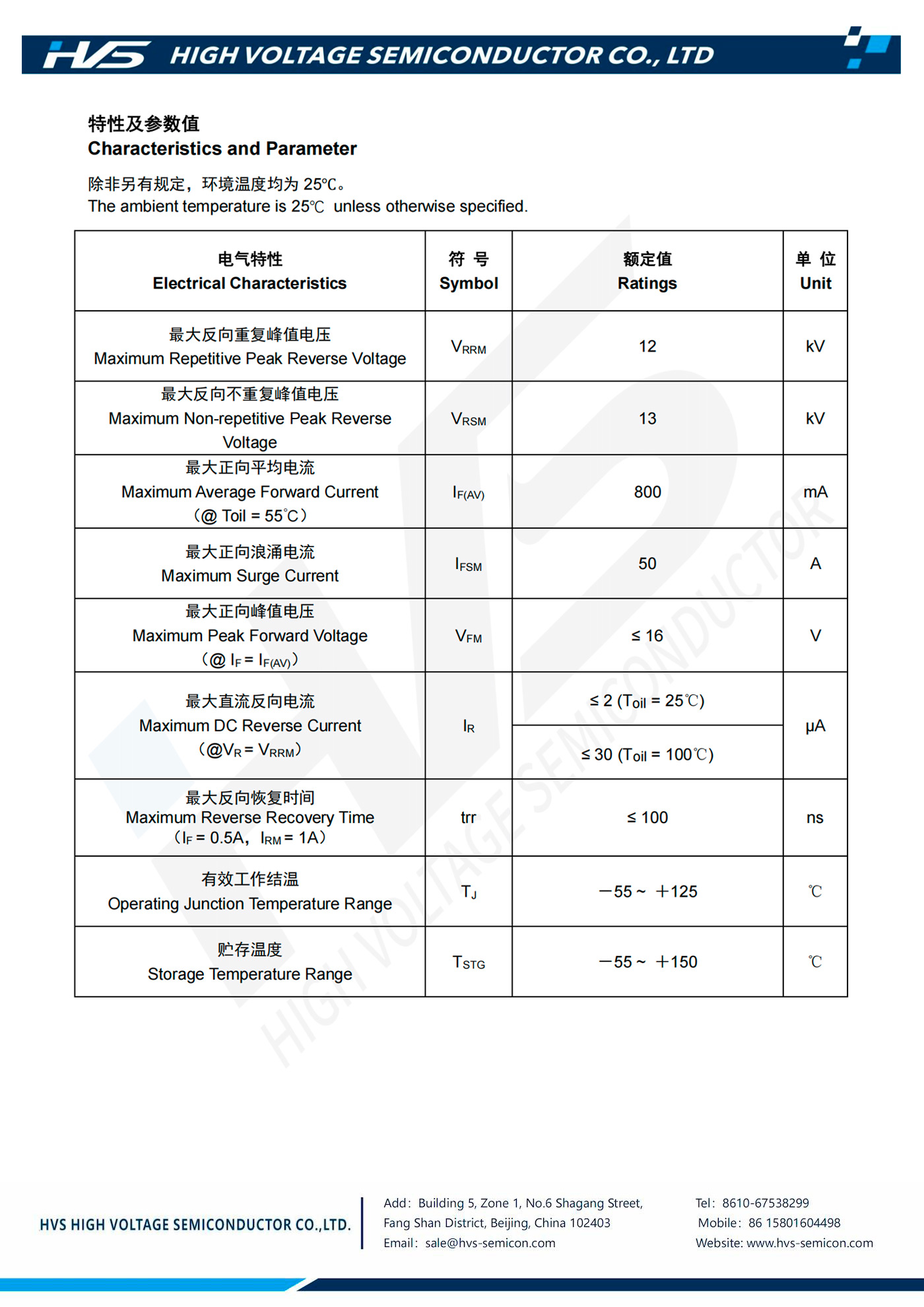 Specification of HAK8212 Specification of HAK8212