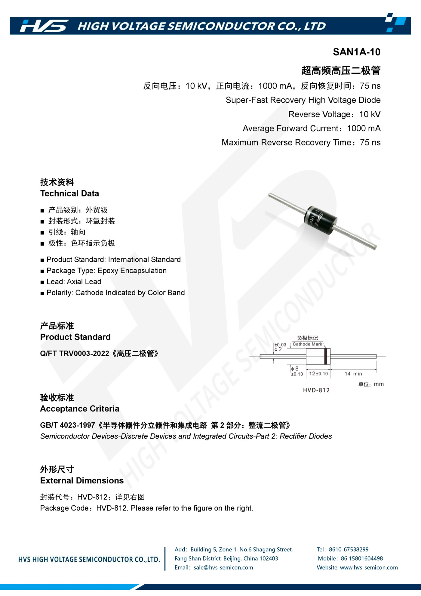 Specification of SAN1A-10 Specification of SAN1A-10