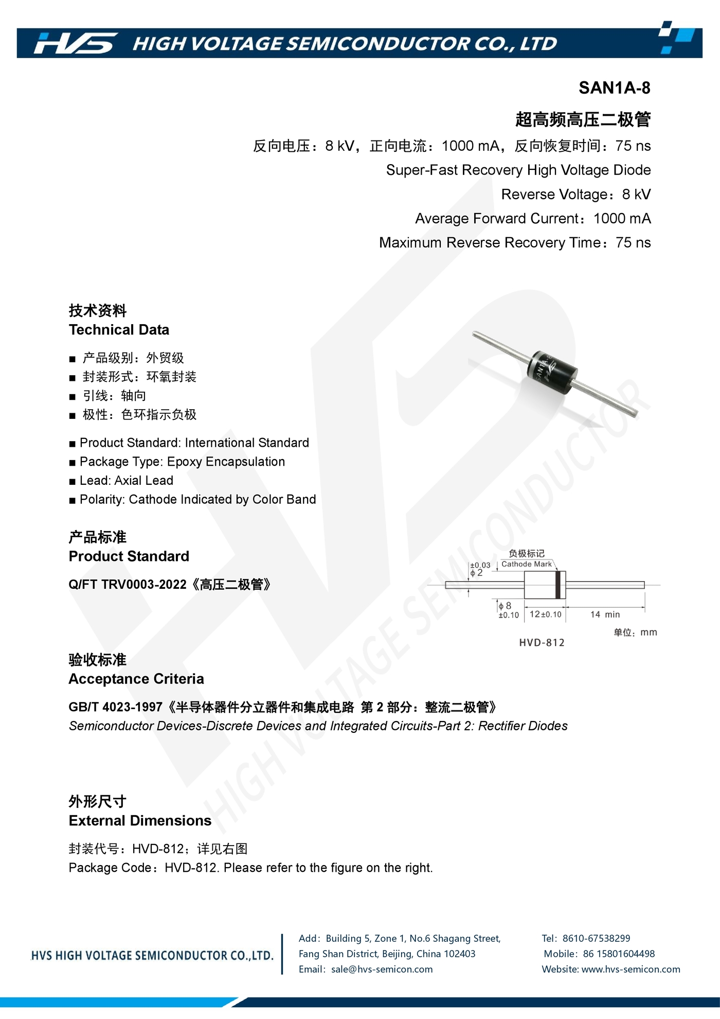 Specification of SAN1A-8 Specification of SAN1A-8