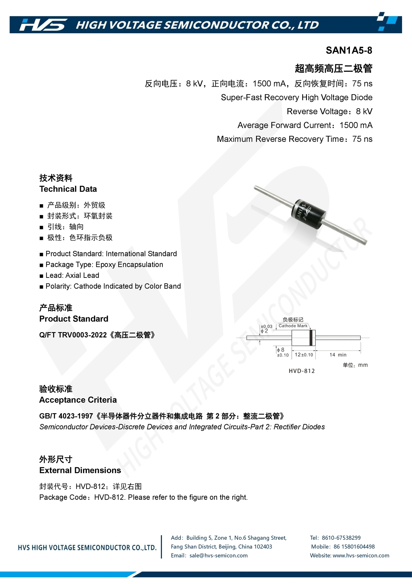 Specification of SAN1A5-8 Specification of SAN1A5-8