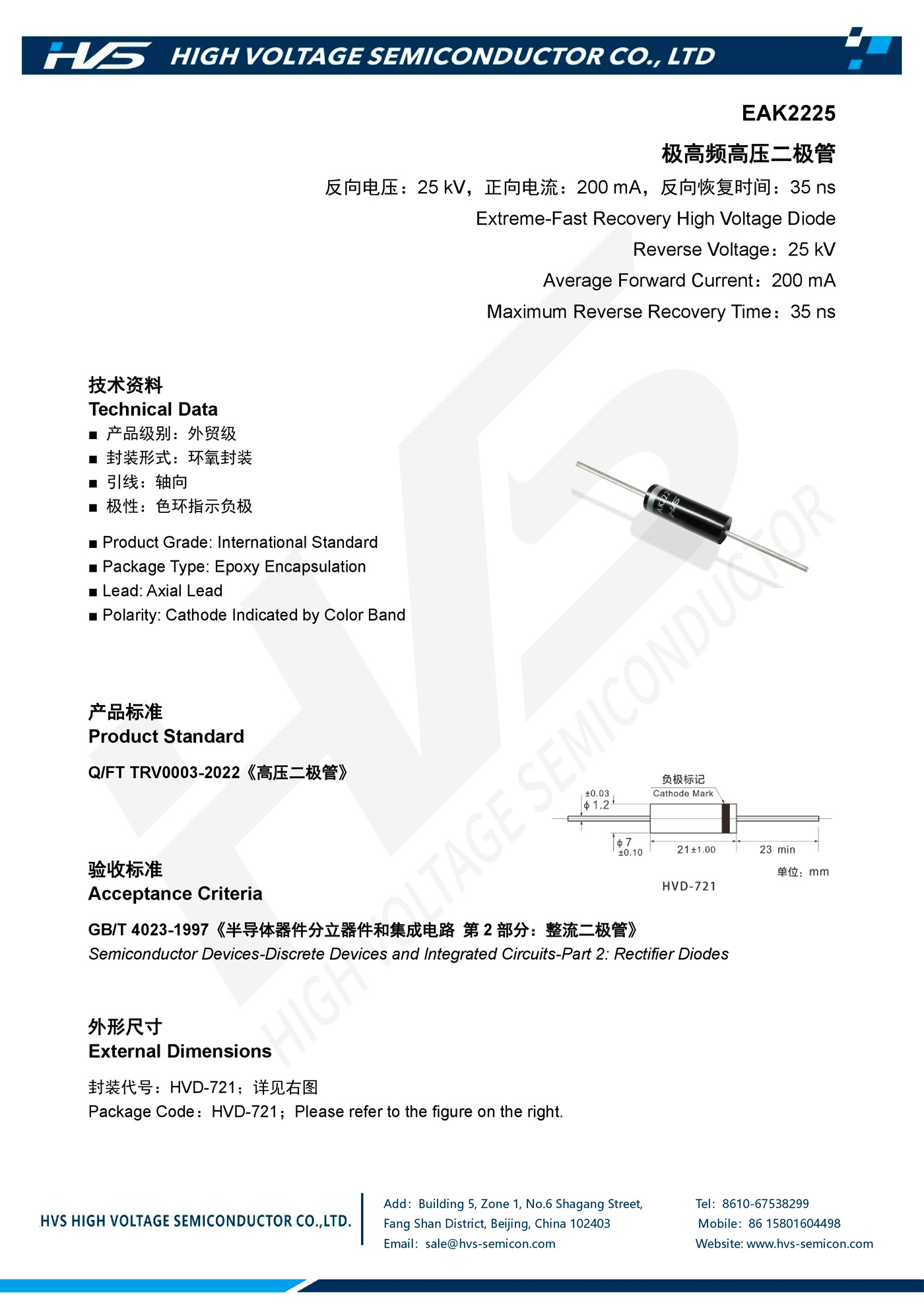 Specification of EAK2225 Specification of EAK2225