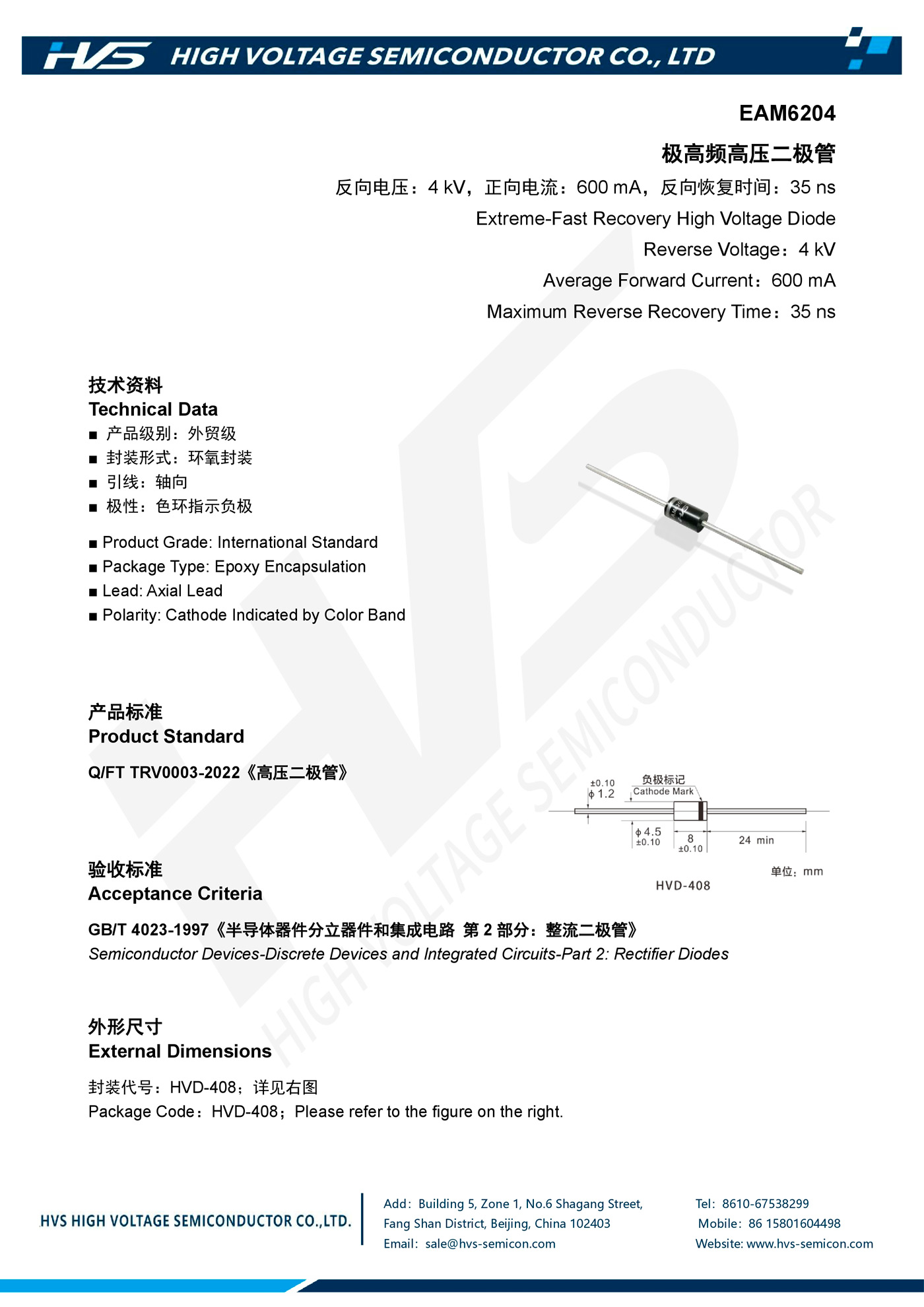 Specification of EAM6204 Specification of EAM6204